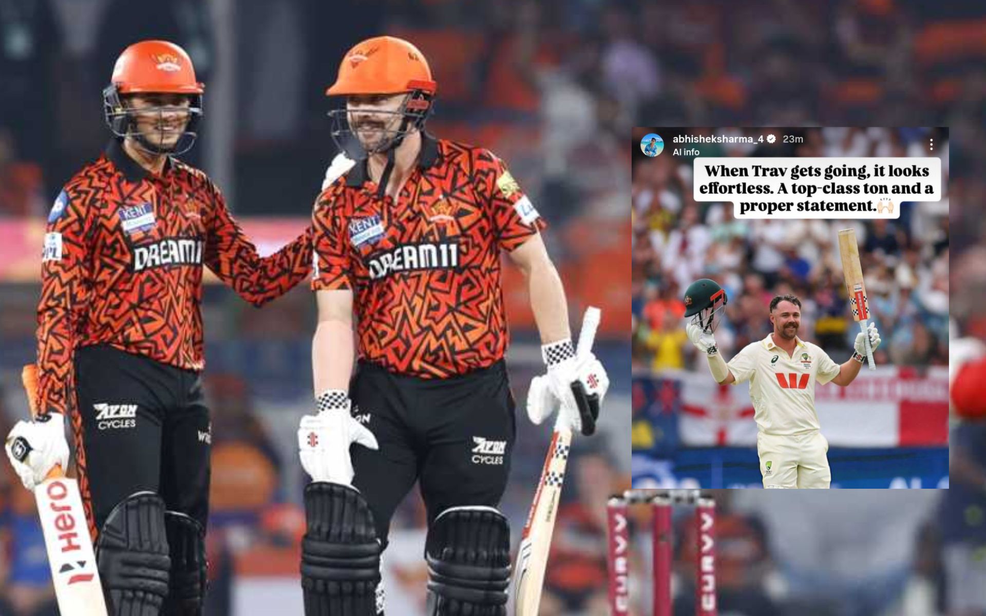 "When Trav gets going...": Abhishek lauds SRH partner Travis Head's Ashes century